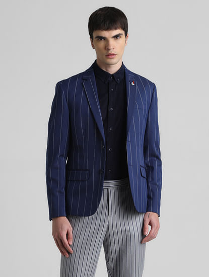 Blue Striped Formal Blazer