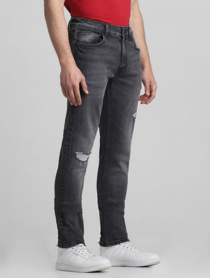 Grey Low Rise Distressed Ben Skinny Jeans