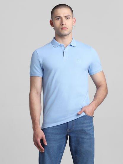 POLO V-NECK T-SHIRT BLUE – Men's Clothing Store