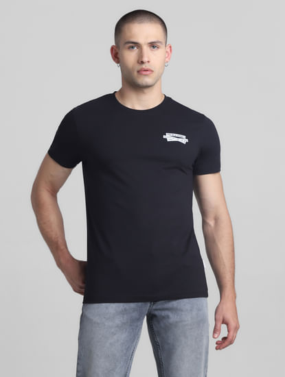 Black Cotton Crew Neck T-shirt