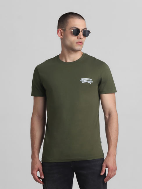 Green Cotton Crew Neck T-shirt