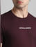 Maroon Logo Print Crew Neck T-shirt_414437+5