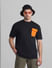 Black Contrast Pocket Oversized T-shirt_414438+1