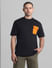 Black Contrast Pocket Oversized T-shirt_414438+2