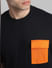 Black Contrast Pocket Oversized T-shirt_414438+5