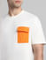 White Contrast Pocket Oversized T-shirt_414439+5