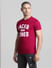 Red Logo Print Crew Neck T-shirt_414444+3