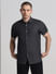 Black Denim Short Sleeves Shirt_414456+2