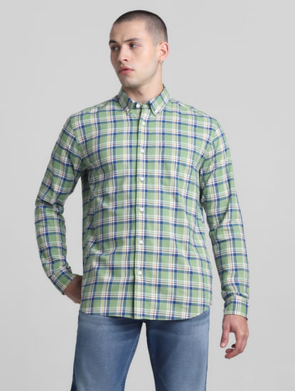 Light Green Check Full Sleeves Shirt
