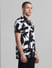Black Abstract Print Short Sleeves Shirt_414465+3