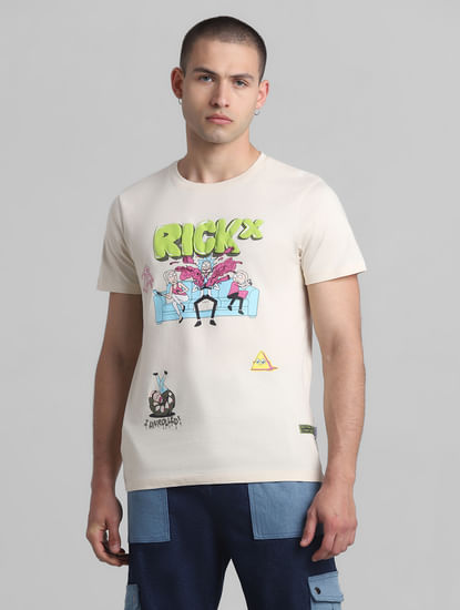 RICK & MORTY Cream Graphic Print T-shirt