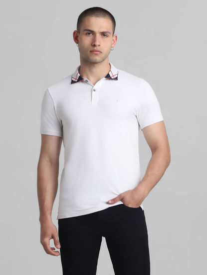 White Jacquard Polo T-shirt