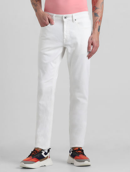 White Low Rise Glenn Slim Fit Jeans
