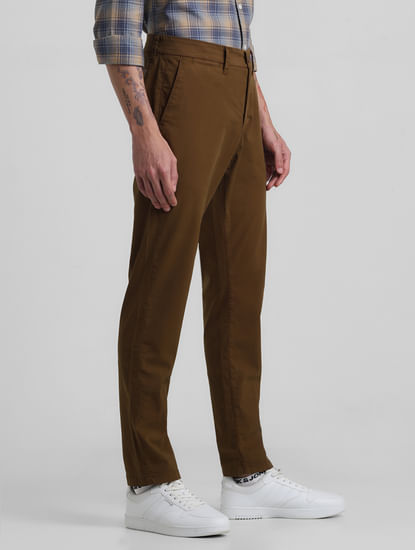 Dark Brown Mid Rise Slim Fit Pants