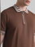 Brown Knitted Polo T-shirt_414493+5