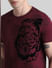 Maroon Floral Print Crew Neck T-shirt_414496+5