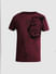 Maroon Floral Print Crew Neck T-shirt_414496+7