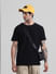 Black Jacquard Crew Neck T-shirt_414497+1