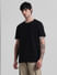 Black Jacquard Crew Neck T-shirt_414497+2