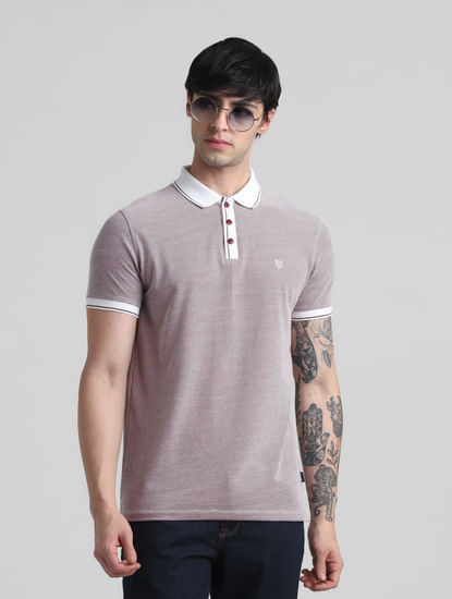 Maroon Jacquard Polo T-shirt
