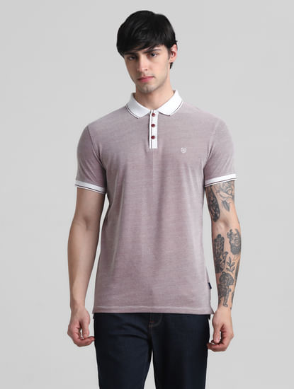 Maroon Jacquard Polo T-shirt