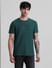 Green Text Print Crew Neck T-shirt_414505+2