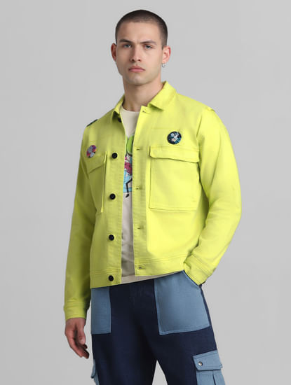 RICK & MORTY Lime Yellow Badge Detail Jacket