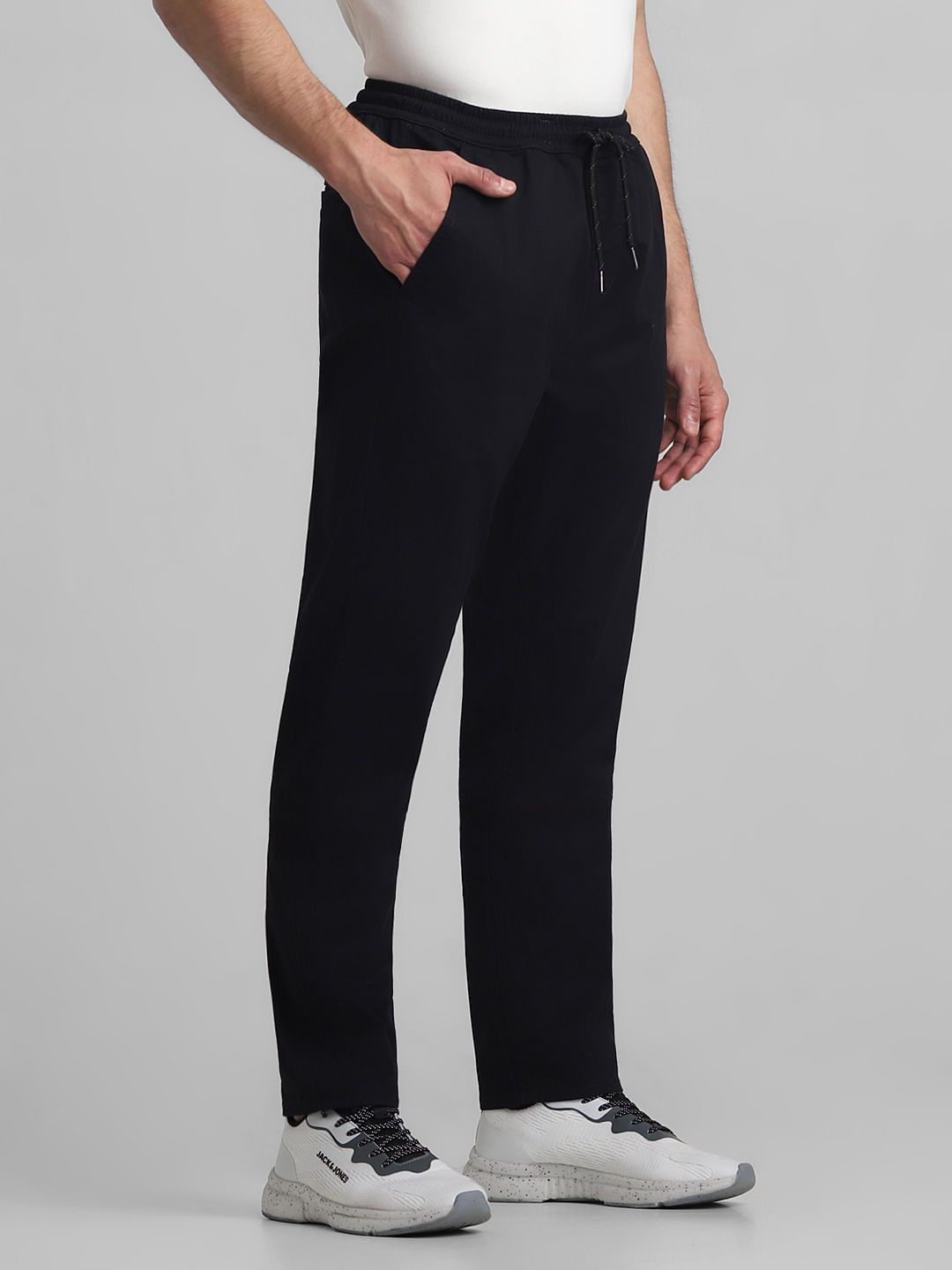 Buy Love Moschino Women Black Side Tape Straight -Fit Pants Online - 789523  | The Collective