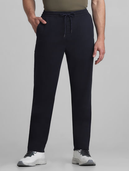 Navy Blue Mid Rise Casual Pants