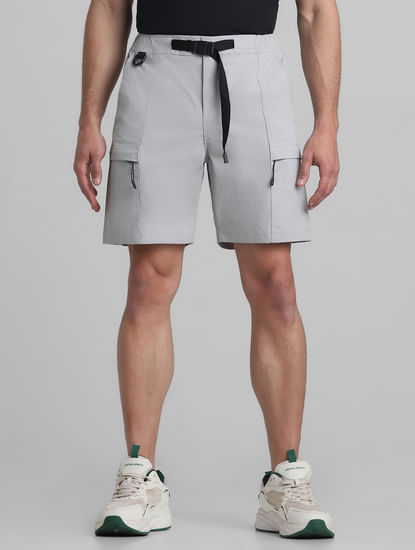 Grey Low Rise Cargo Shorts