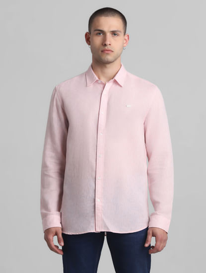 Pink Textured Full Sleeves Shirt