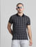 Black Check Print Polo T-shirt_414550+1