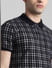 Black Check Print Polo T-shirt_414550+5