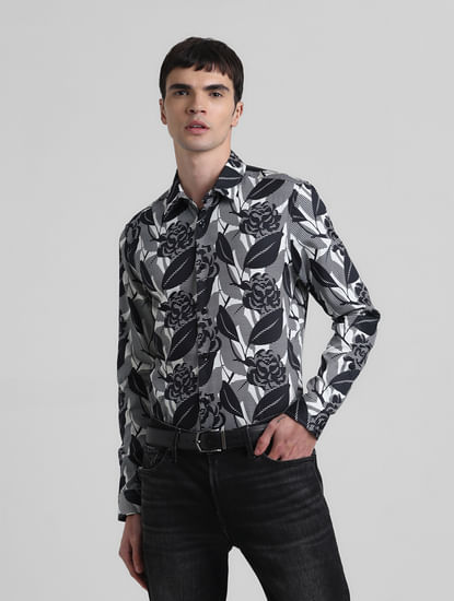 Black Abstract Print Full Sleeves Shirt