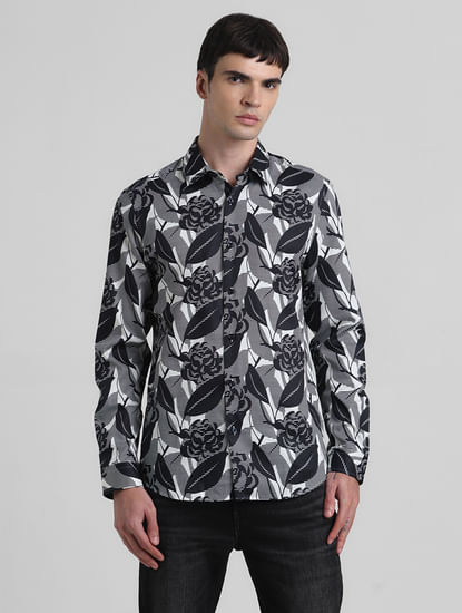Black Abstract Print Full Sleeves Shirt