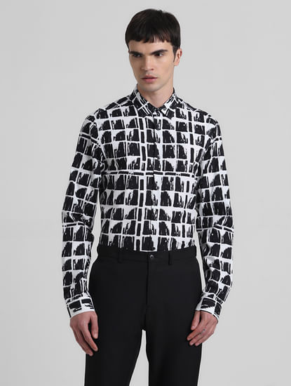 Black Check Print Full Sleeves Shirt