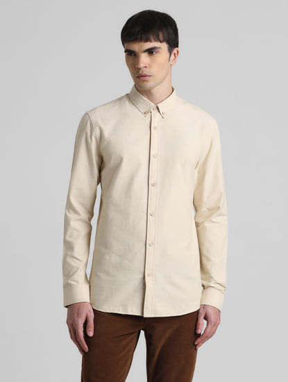 Light Brown Oxford Full Sleeves Shirt