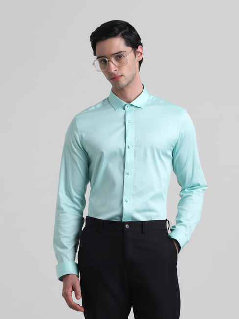 Green Satin Weave Full Sleeves Shirt