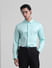Green Satin Weave Full Sleeves Shirt_414591+1