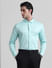 Green Satin Weave Full Sleeves Shirt_414591+2