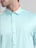 Green Satin Weave Full Sleeves Shirt_414591+5