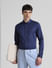 Blue Satin Weave Full Sleeves Shirt_414592+1