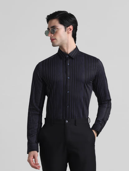Black Striped Full Sleeves Shirt