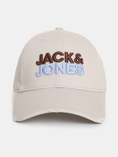 Beige Embroidered Text Cap