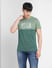 Green Logo Print Crew Neck T-shirt_400451+2