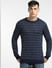 Blue Textured Striped Pullover_400345+2