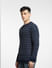 Blue Textured Striped Pullover_400345+3