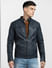 Navy Blue Leather Jacket