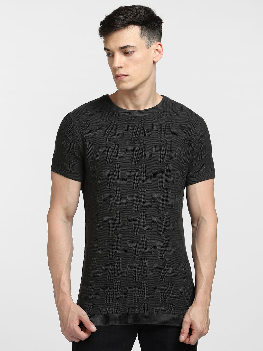 Men's black cheap crew neck shirt