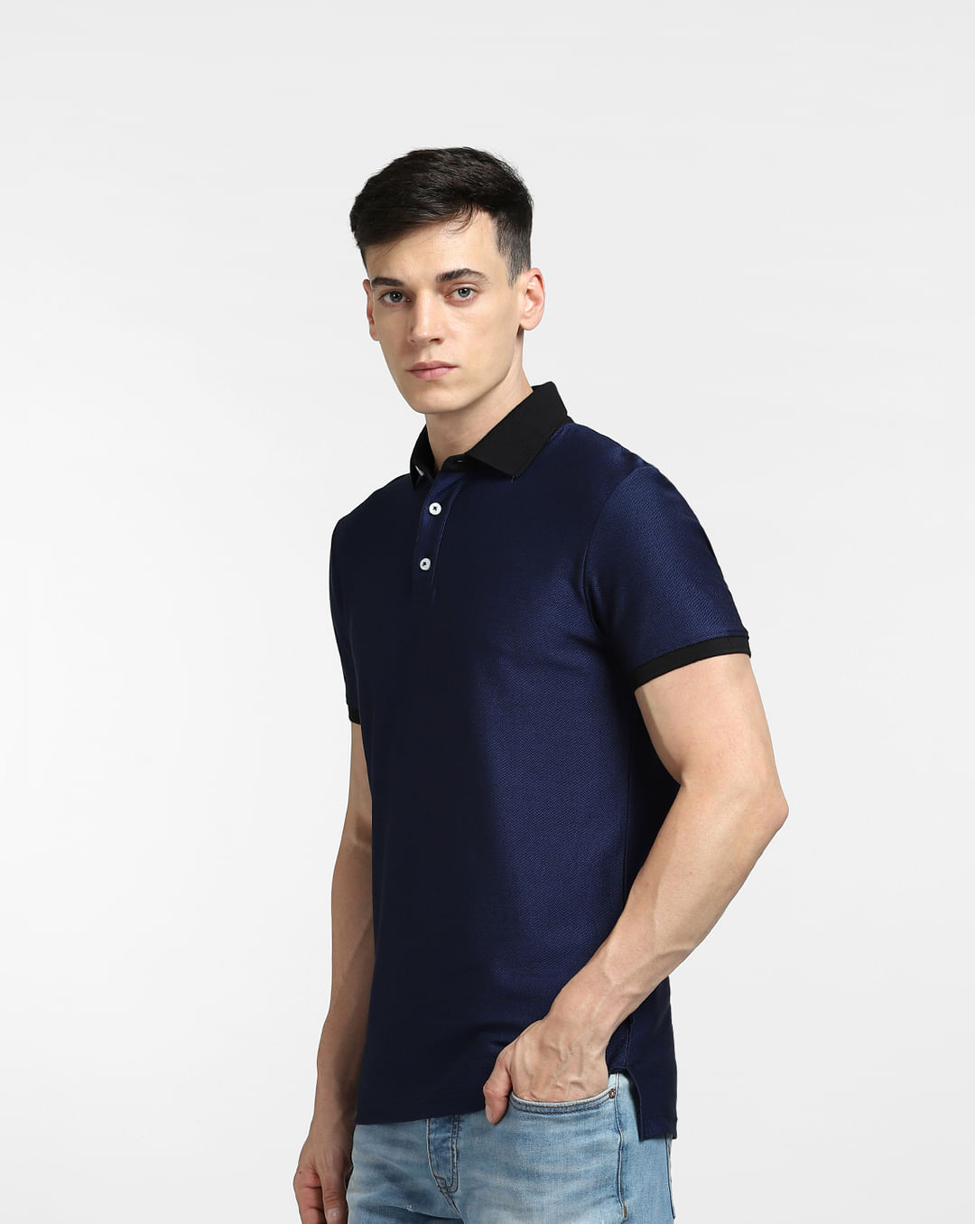Buy Blue Polo Neck T-shirt for Men